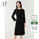 玖姿（JUZUI）優(yōu)雅珠鏈圓領(lǐng)收腰燙鉆連衣裙女2026春季新款JTGC50003 黑色 S