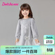 笛莎童裝女童連衣裙2025年春季小女孩蕾絲蝴蝶結網(wǎng)紗衛衣裙 淺灰 110