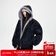 ICH MODE美式荔枝皮毛領(lǐng)棉服女2026新款冬季棉衣夾棉厚外套座山雕 黑色 M