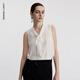 朗姿法式雪紡設計感小眾氣質(zhì)無(wú)袖上衣襯衣女夏季新款白襯衫 本白色 M