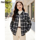 品彩（PinCai）格子長(cháng)袖襯衫女春秋洋氣寬松外套復古百搭襯衣P143C2009