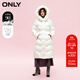 ONLY冬季90白鵝絨連帽抽繩直筒中長(cháng)款羽絨服女|123412026 S00 白色 XS 155/76A