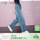 三彩2025冬季新款高腰寬松牛仔褲純棉長(cháng)褲彎刀闊腿褲垂感 霧霾藍 M 160/68A