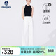Navigare意大利小帆船三防牛仔褲女士夏季高腰輕薄長(cháng)褲時(shí)尚簡(jiǎn)約寬松直筒褲 科技白 L