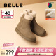 百麗（Belle）時(shí)尚舒適高幫休閑鞋女商場(chǎng)同款鞋D4Q1DDD4 卡其色 36 (230mm)