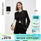 朗姿純羊毛黑色短外套冬季新款高智氣質(zhì)設計感修身上衣女 黑色 M