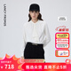 朗姿【朗姿Basic衣櫥】設計感荷葉邊上衣女通勤春季新款長(cháng)袖法式襯衫 米白色 M