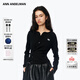 ANN ANDELMAN【明星同款】修身長(cháng)袖T恤設計感堆褶針織不規則開(kāi)衫 黑色 XS