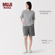 MUJI 女式 漢麻混 斜紋 中褲 褲子短褲女款女裝26年春季 BE20BA6S 中灰色 XL （165/74A）
