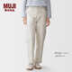 MUJI 女式 水洗背緞工裝褲 褲子女款長(cháng)褲休閑褲女裝26年春季 BE1ZSA6S 象牙色 M （160/66A）