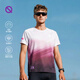 輕功（QINKUNG）【印花款】導汗大師跑步短袖專(zhuān)業(yè)馬拉松透氣速干不沾身運動(dòng)T恤 【男款】櫻花快跑 L