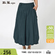 斯琴夏季熟女捏褶明線(xiàn)裝飾輕柔寬松純棉裙褲 七分裙褲11XK021 綠色 L