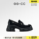 GG-CC【鞠婧祎同款】星系島嶼2024年新款樂(lè )福鞋厚底增高單鞋女G24U4835 黑色-鉆飾款（漆皮） 36