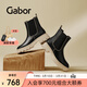 GABOR德國嘉步31850靴子 經(jīng)典時(shí)尚加厚頭層牛皮切爾西靴女 黑/乳白色 38.5