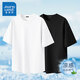 真維斯（Jeanswest）2件裝冰絲短袖t恤男薄款運動(dòng)速干衣夏季涼感休閑運動(dòng)跑步健身服男 【2件裝】白色(純色)+黑色(純色) M (170) (30天質(zhì)量問(wèn)題全額退)