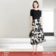 顏域黑色印花半身裙女夏季2026新款正反兩穿A字裙中長(cháng)款高腰裙子 黑花 L/40