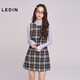 樂(lè )町【商場(chǎng)同款】樂(lè )町磨毛格紋呢A版連衣裙女裝保暖裙子C1FAF4366 棕色5 L
