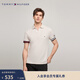 Tommy Hilfiger【透氣舒適】春夏男裝珠地網(wǎng)眼撞色袖口修身短袖T恤POLO衫 米白色AWD L （推薦：140-155斤）