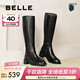 百麗（Belle）簡(jiǎn)約百搭騎士靴女方跟質(zhì)感顯瘦長(cháng)筒靴B2861DG5 黑色 37