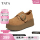 他她（TATA）女鞋2026夏季新款勃肯鞋女鞋時(shí)尚厚底增高休閑鞋CMC03AM6 棕黃 37