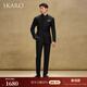 SKARO【新中式】羊毛中山裝西服套裝男新郎結婚高端復古立領(lǐng)西裝 黑色SKV1011A（兩件套） 48 碼上衣【西褲尺碼請備注】