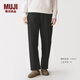 MUJI 女式 棉水洗 輕便 錐形褲 褲子女款女裝26年春季長(cháng)褲BE1W5A6S 黑色 XL (165/74A)