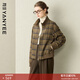 顏域修身格子毛呢外套女2025冬季新款短款復古高級感百搭通勤夾克 咖格 M