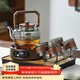 憶壺茶煮茶壺玻璃茶具套裝煮茶器煮茶爐套裝家用電陶爐圍爐煮茶套裝 【大容量8件套】1300ml壺+1500w電陶爐+4豎紋杯+茶盤(pán)