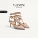 華倫天奴VALENTINO[禮物]女士 ROCKSTUD 鉚釘高跟鞋涼鞋 裸粉色 38