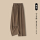 望辰棕咖色垂墜感老錢(qián)風(fēng)亞麻褲女夏季薄款2026新款小個(gè)子闊腿山本褲子 咖色小個(gè)子款 （建議身高150-160CM） S 建議 （80-95斤）選