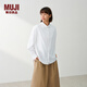 MUJI 女式 桑蠶絲混 圓領(lǐng)長(cháng)袖襯衫女士襯衣外套26年春季 女裝女款 米白色 XL (165/92A)