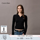 Calvin KleinJeans春秋女士?jì)?yōu)雅休閑通勤V領(lǐng)ck修身短款POLO領(lǐng)打底衫針織衫