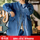 馬登工裝 美式復古M65丹寧魚(yú)尾風(fēng)衣男寬松廓形中長(cháng)款牛仔外套 牛仔藍 M