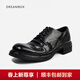 dreambox鈞博男鞋英倫復古水洗馬皮德比鞋固特異商務(wù)休閑皮鞋高檔輕奢婚鞋 黑色 39