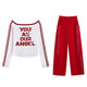 布力潘爵士舞服裝女套裝酷颯兩件套jazz跳舞年會(huì )舞蹈演出服街舞衣服 白色露肩上衣1875+紅色褲子8872 3XL