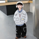 迷野仙蹤男童套裝韓版衛衣假兩件寶寶春裝2026新款兒童裝春秋帥氣時(shí)髦衣服 灰色 120