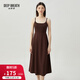 深呼吸DEEP BREATH女裝簡(jiǎn)約可調節吊帶中長(cháng)款針織連衣裙A500234 酒紅 M (3)