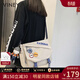 viney斜挎包包女包大容量帆布包學(xué)生上課書(shū)包郵差包生日禮物送女友老婆 白色+隨機徽章+可愛(ài)掛件 時(shí)尚品牌高級感百搭休閑通勤大包