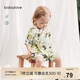 babylove嬰兒連體衣夏季薄款透氣短爬可愛(ài)睡衣寶寶哈衣竹棉山茶紗布衣服
