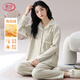 浪莎海島絨女士睡衣秋冬季開(kāi)衫保暖加絨加厚簡(jiǎn)約甜美大碼可外穿家居服 MY17003 XL