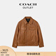 蔻馳（COACH）奧萊男士男裝皮革TRUCKER夾克外套戶(hù)外 橙紅色 M