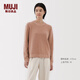 MUJI女式 華夫格編織 圓領(lǐng)毛衣 女款25年春季針織衫BA1Q3A5S 粉紅色 M (160/84A)