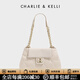 CHARLIE&KELLI CK品牌包包女款2026新款鎖扣菱格鏈條包單肩斜挎包生日禮物女 白色【母親節生日520情人節禮物】
