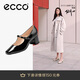 愛(ài)步（ECCO）復古時(shí)尚優(yōu)雅方頭瑪麗珍粗跟高跟鞋 型塑290963 黑色36