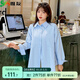 惟友大碼襯衫女胖妹妹春裝大碼女裝胖mm通勤風(fēng)氣質(zhì)襯衣 清新藍 XL 【尺碼偏大】 建議130-150斤