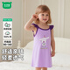 迷你木木屋女童連衣裙夏季小女生純棉吊帶裙女寶寶裙子 紫 派對小狗 100