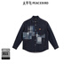 太平鳥(niǎo)男裝 潮流刺繡拼接長(cháng)袖牛仔襯衫男B2CHF1113 牛仔深藍1 M