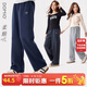 多妙屋女童褲子春季2026新款兒童彎刀褲中大童衛褲洋氣直筒褲加絨秋冬裝 【春秋款】藏青 160 cm