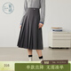 紫涵（ZIHAN）紫涵中長(cháng)款灰色百褶裙女年秋季新款簡(jiǎn)約小個(gè)子高腰a字半身裙 深灰 M
