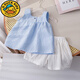 G.duck嬰兒衣服夏季時(shí)髦洋氣淑女無(wú)袖背心套裝兩件式1二三4歲女寶寶夏裝 淺藍色 80 cm
